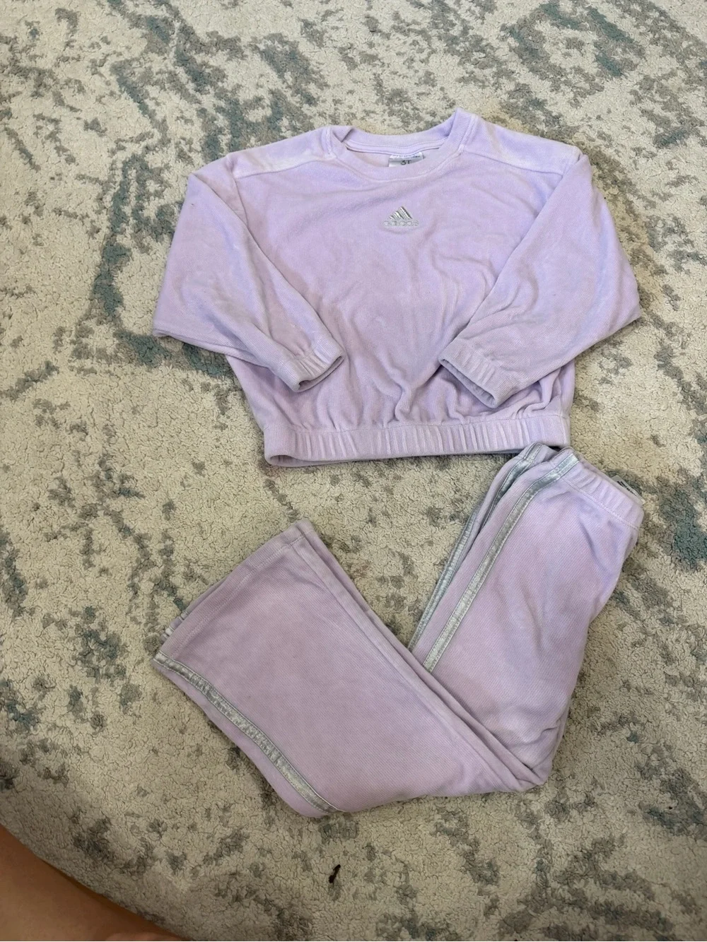 Adidas Girls 2-Piece Sweatshirt & Pants Set Lavender 3T